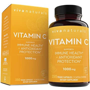 Viva Naturals Vitamin C 1000mg - Non-GMO Capsules with Bioflavonoids & Rose Hips for Immune Support ...