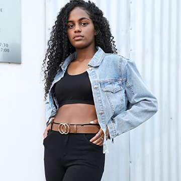 Earnda Women's Leather Belt Fashion Soft Faux Leather Waist Belts For Jeans Dress Brown Small