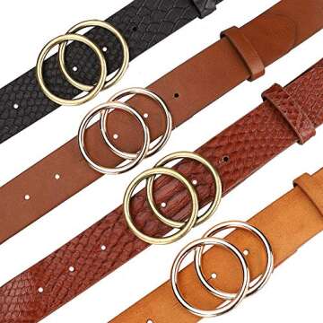 Earnda Women's Leather Belt Fashion Soft Faux Leather Waist Belts For Jeans Dress Brown Small