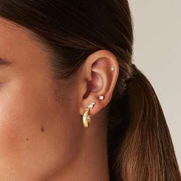 PAVOI 14K Yellow Gold Plated Solid 925 Sterling Silver Post Cubic Zirconia Flat Back Earrings for Wo...