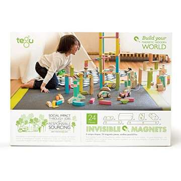 24 Piece Tegu Magnetic Wooden Block Set, Sunset, 1-99 years old