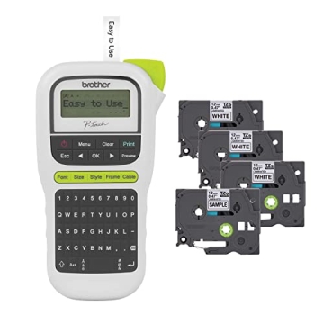 Brother P-Touch PT-H110 Handheld Label Maker Bundle - Easy, Portable & Versatile with 4 Tapes Includ...