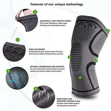 WOPOKY Knee Braces for Knee Pain, Compression Knee Sleeves Support for Weightlifting Running Squatti...