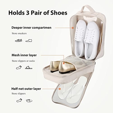 Travel Shoe Bag Holds 3 Pair of Shoes Hezelf Organizer