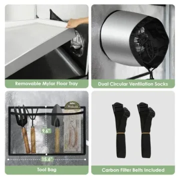 RichYa Grow Tent Plants Tent 600D Oxford Cloth, PE Coating, Reflective Cloth, Painted Iron Pipe with Observation Window and Floor Tray for Indoor Plant Growing (48''x48''x80'')