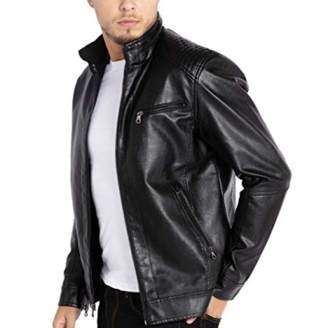 WULFUL Men's Lightweight Faux Leather Motorcycle Jacket