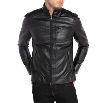 WULFUL Men's Lightweight Faux Leather Motorcycle Jacket