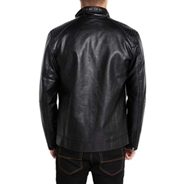 WULFUL Men's Lightweight Faux Leather Motorcycle Jacket