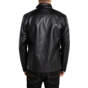 WULFUL Men's Lightweight Faux Leather Motorcycle Jacket