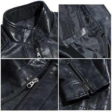 WULFUL Men's Lightweight Faux Leather Motorcycle Jacket
