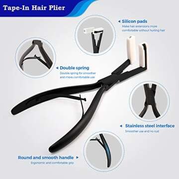NEWISHTOOL Hair Extension Tools Kit Tape in Plier & Comb Tool, Stainless Steel Sealing Pliers, Flat ...