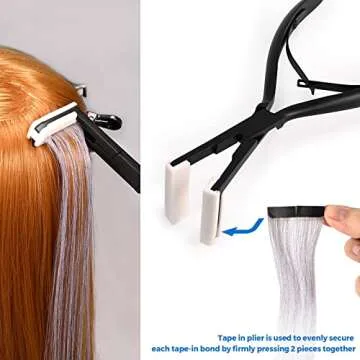 NEWISHTOOL Hair Extension Tools Kit Tape in Plier & Comb Tool, Stainless Steel Sealing Pliers, Flat Surface Hair Extension Tool, Human Hair Extensions Styling Hair Pliers Tool Tape Clamping Pliers Kit