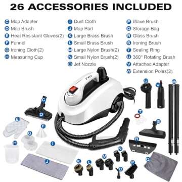 TVD Steam Cleaner with 26 Accessories for Deep Cleaning