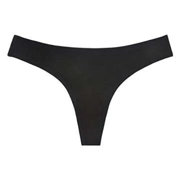 Sunm Boutique 6 Pack Women's Cotton Thongs Breathable Bikini Panties Underwear Black Small