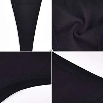 Sunm Boutique 6 Pack Women's Cotton Thongs Breathable Bikini Panties Underwear Black Small