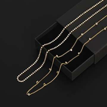 RLMOON 2PCS 18K Gold Plated 31Inch Waist Chain CZ Tennis Belly Body Chain for the Waist Layered Gold Belly Chains Waist Jewelry for Women Adjustable