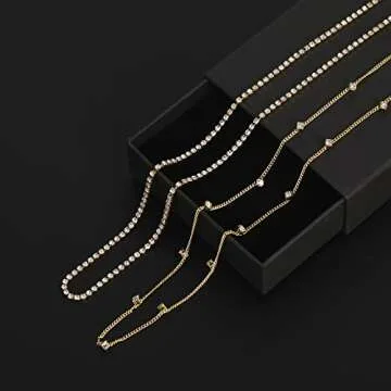 RLMOON 2PCS 18K Gold Plated 31Inch Waist Chain CZ Tennis Belly Body Chain for the Waist Layered Gold Belly Chains Waist Jewelry for Women Adjustable