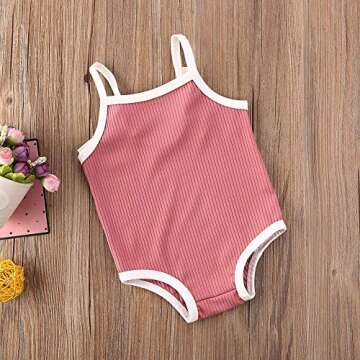 mlpeerw Newborn Toddler Baby Girl Swimsuit Kids Solid Color Sleeveless One Piece Swimming Beach Wear Bodysuit Sunsuit (Pink,12-18 Months)