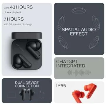 CMF Buds Pro 2 Wireless Earbuds, Hi-Res Audio with LDAC, 50 dB Hybrid Noise Cancelling Earbuds, Ultra Bass Technology, Bluetooth 5.3, 43H Play Time with Charging Case, 6 HD Mics Headphones, Dark Grey