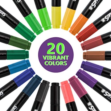 20 Vibrant Dual Tip Fabric Markers for Creative Arts & Crafts