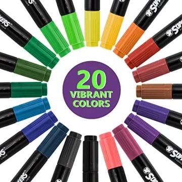20 Vibrant Dual Tip Fabric Markers for Creative Arts & Crafts