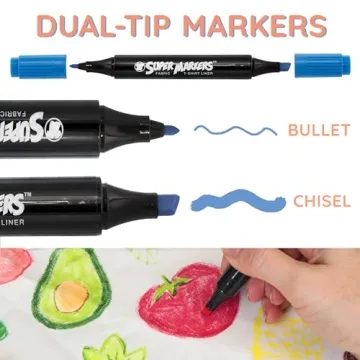 20 Vibrant Dual Tip Fabric Markers for Creative Arts & Crafts