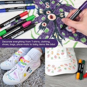 20 Vibrant Dual Tip Fabric Markers for Creative Arts & Crafts