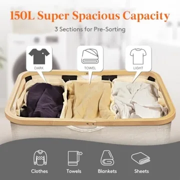 Lifewit 150L Versatile Laundry Basket with Lid and Bags