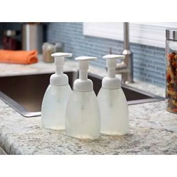 Foaming Hand Soap Dispenser (3 pk) Soap Foam Dispenser Durable (8.5 oz) Plastic Soap Dispenser- Refillable and Eco Friendly Pump for use in Bathroom and Kitchen - Parker Eight Clear