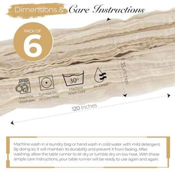 Elegant Cheesecloth Table Runners - 6 Pack for Weddings & Parties