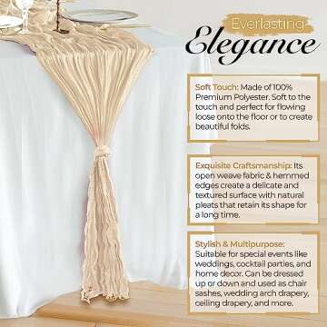 Versatile 6 Pack Cheesecloth Table Runners for Events