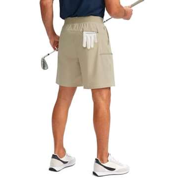 Viodia Men's 7" Golf Shorts with 5 Pockets Elastic Waist Dry Fit Stretch Lightweight Shorts for Men Hiking Casual Athletic