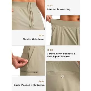 Viodia Men's 7" Golf Shorts with 5 Pockets Elastic Waist Dry Fit Stretch Lightweight Shorts for Men Hiking Casual Athletic