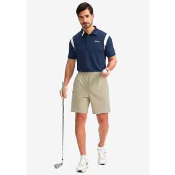 Viodia Men's 7" Golf Shorts with 5 Pockets Elastic Waist Dry Fit Stretch Lightweight Shorts for Men Hiking Casual Athletic