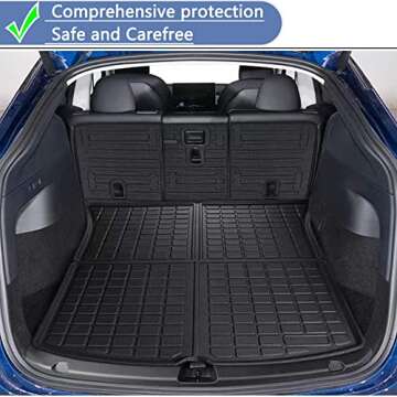 All Weather Rear Cargo Liners Trunk Tray Mats Protector Custom Compatible with 2020-2023 2024 2025 Model Y, 3D Waterproof Durable Odorless Flexible Black TPO Accessories