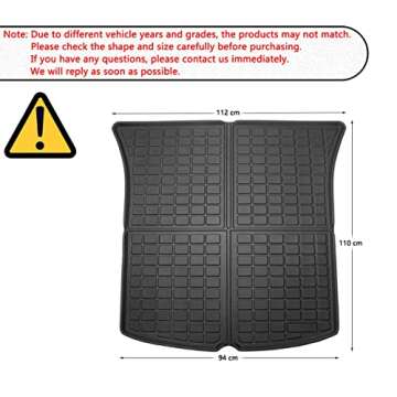 All Weather Rear Cargo Liners Trunk Tray Mats Protector Custom Compatible with 2020-2023 2024 2025 Model Y, 3D Waterproof Durable Odorless Flexible Black TPO Accessories
