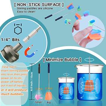 Electric Epoxy Resin Handheld Mixer for Minimizing Bubbles, Stirrer for Resin, Silicone Mixing