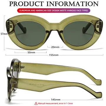 AIEYEZO Oversized Cat Eye Sunglasses for Women Cute Oval Thick Frame Cateye Sun Glasses Chic Retro Style Shades (Tortoise + Olive Green)