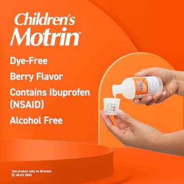 Children's Motrin Oral Suspension Medicine for Kids, 100mg Ibuprofen, Berry Flavored, 4 fl. oz