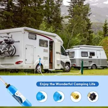 RV Inline Water Filter with Flexible Hose Protector, NSF 42/372 Certified, Reduce Chlorine, Odor, Taste, Rust and Fluoride in Drinking Water, Dedicated for RVs and Marines, Pack of 2