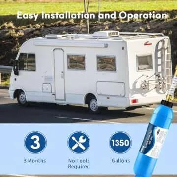 RV Inline Water Filter with Flexible Hose Protector, NSF 42/372 Certified, Reduce Chlorine, Odor, Taste, Rust and Fluoride in Drinking Water, Dedicated for RVs and Marines, Pack of 2