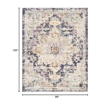SAFAVIEH Madison Collection Area Rug - 8' x 10', Black & Gold, Boho Chic Medallion Distressed Design...