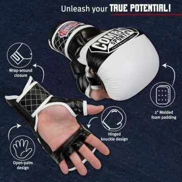 Combat Sports Max Strike MMA Training Gloves - Fingerless Open Palm for Ultimate Control