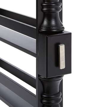 The Lakeside Collection Slim 4 Tier Black Wooden Storage Rack Cart on Wheels for Small Spaces, Kitchen, Bathroom Laundry Room Organization