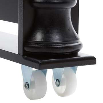 The Lakeside Collection Slim 4 Tier Black Wooden Storage Rack Cart on Wheels for Small Spaces, Kitchen, Bathroom Laundry Room Organization