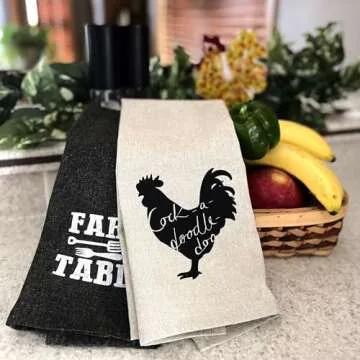 Farmhouse Kitchen Towels Set of 5 Stylish Cotton Towels