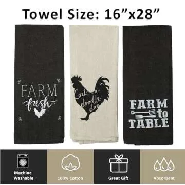 Farmhouse Kitchen Towels Set of 5 Stylish Cotton Towels