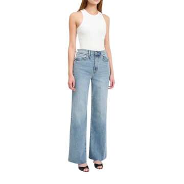 DAZE Women's Far Out High Rise Wide Leg Denim Jeans (Fools Gold, 29)
