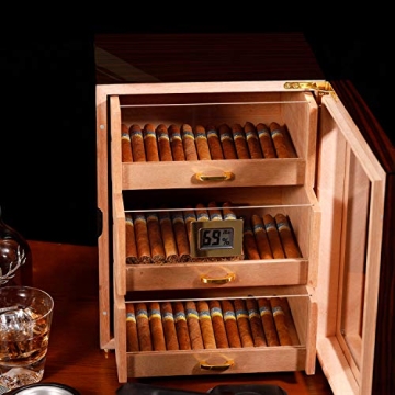 Woodronic Cigar Humidor with Digital Hygrometer for 150