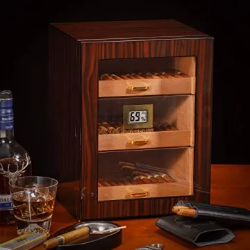 Woodronic Cigar Humidor with Digital Hygrometer for 150